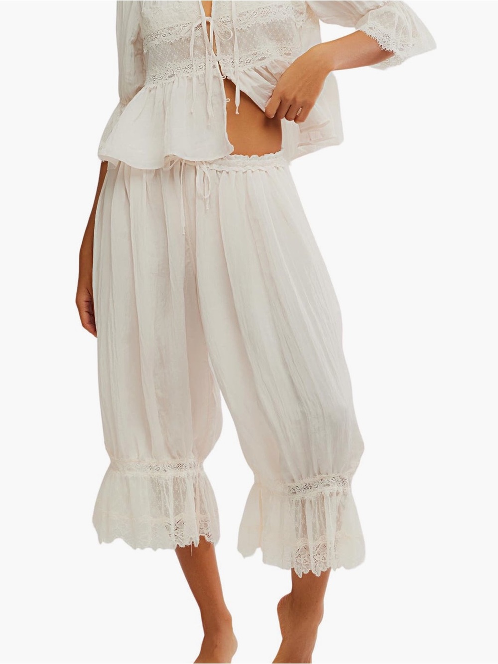 New Free People Forever Young Bloomer Pants in White Alyssum Size Small